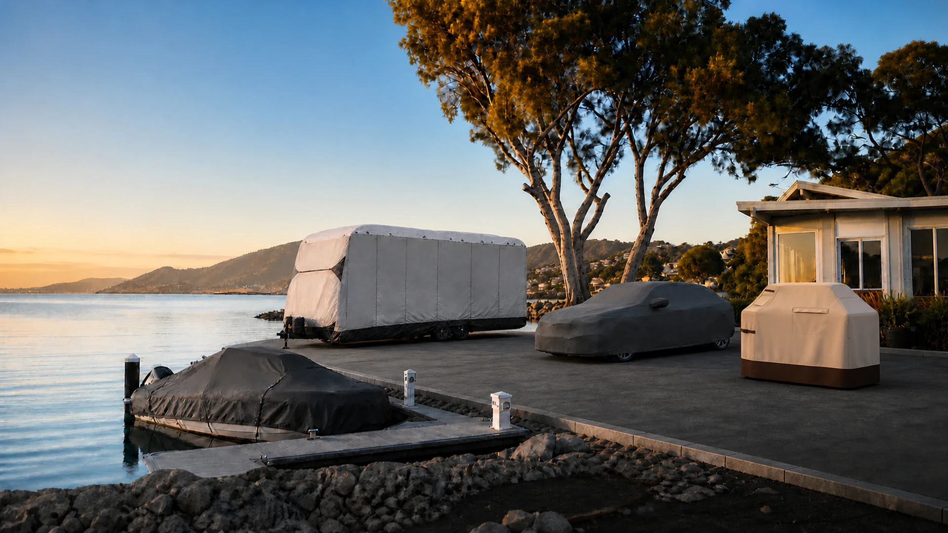 Automotive, marine, RV and patio furniture products protected by tailored covers