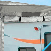 Zippered side panel access on the Class A RV cover